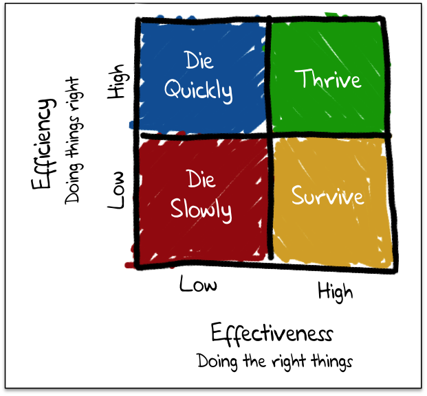 Efficient vs effective management diagram for agile teams